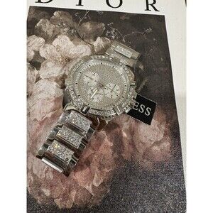 Guess Frontier Silver and Crystal Chronograph Mens Wrist Watch